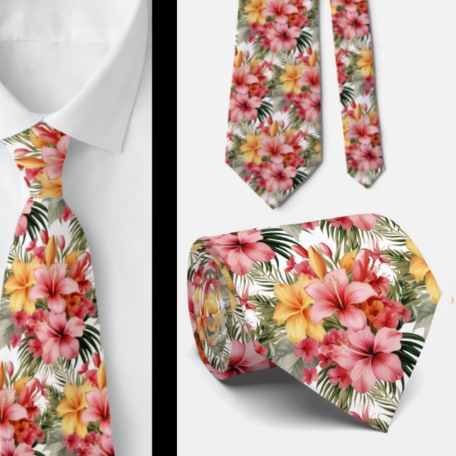 Blume für tropischen Hibiskus Sommernacht Krawatte (Von Creator hochgeladen)