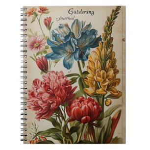 Blume für Vintage Gartenarbeit Notizblock
