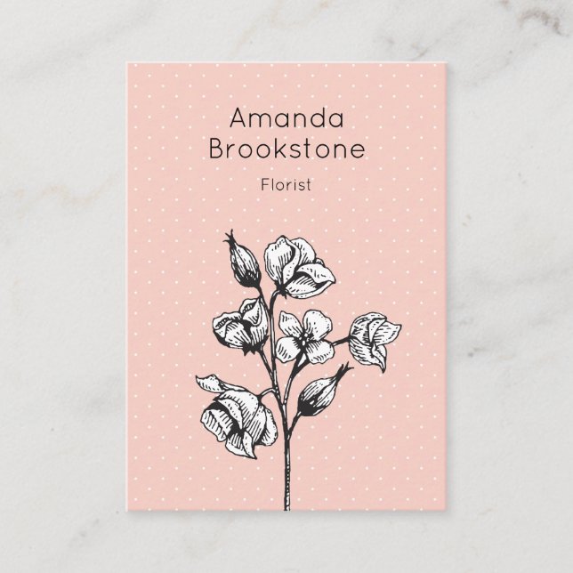 Blume für Vintage Stile - Visitenkarte - Rosa (Vorderseite)
