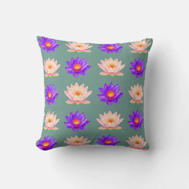 Blume für Violett und Rosa Lotus Kissen (Vorderseite)