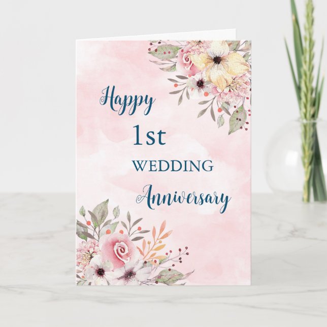 Blume für Wasserfarben 1. Hochzeitskarte Karte (Vorderseite)