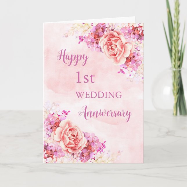 Blume für Wasserfarben 1. Hochzeitskarte Karte (Vorderseite)