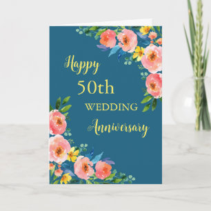 Blume für Wasserfarben 50. Hochzeitskarte Karte