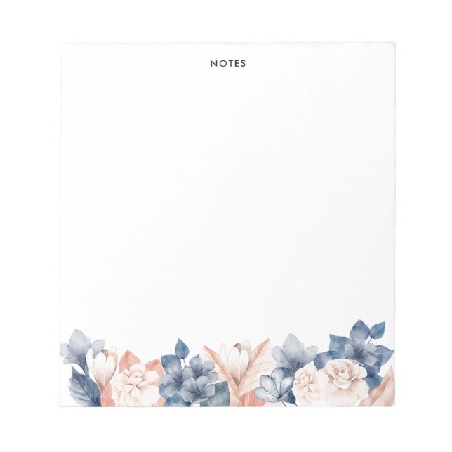 Blume für Wasserfarben Blau und Rosa Notizblock (Vorderseite)