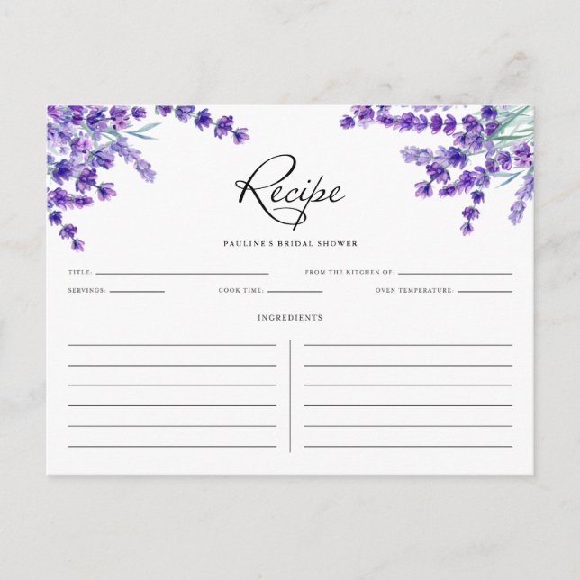 Blume für Wasserfarben Frühlingsrezeptkarte Postkarte (Vorderseite)