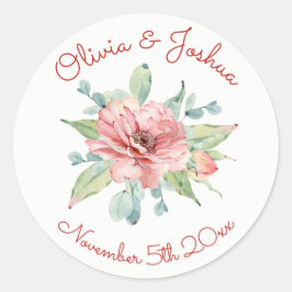 Blume für Wasserfarben - Hochzeitskleber Runder Aufkleber