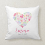 Blume für Wasserfarben Kissen<br><div class="desc">Dieses wunderschöne Aquarellherz ist voller Blume und Liebe. Das wird ein großartiges Geschenk für das neue Baby.</div>