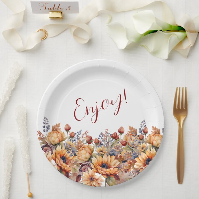 Blume für Wasserfarben Pappteller (Hochzeit)