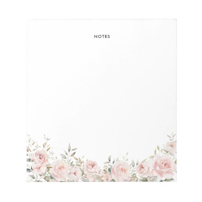 Blume für Wasserfarben Rosa Rosa Rose Notizblock (Vorderseite)