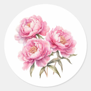 Blume für Wasserfarben Rosa Runder Aufkleber