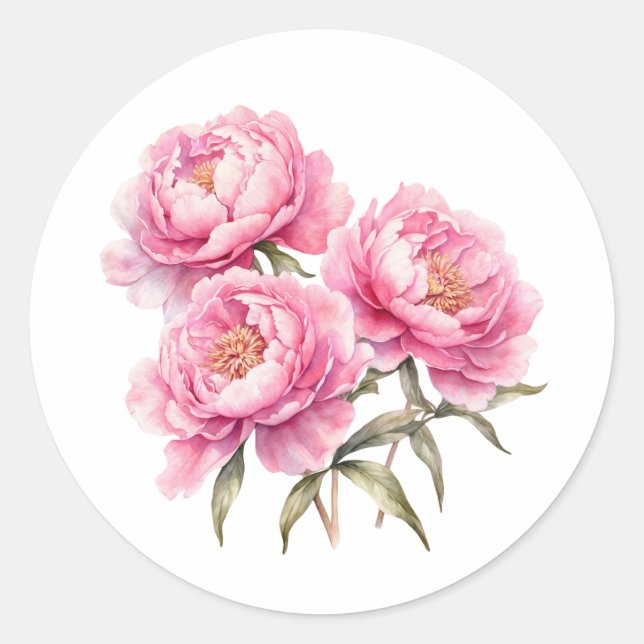 Blume für Wasserfarben Rosa Runder Aufkleber (Vorderseite)
