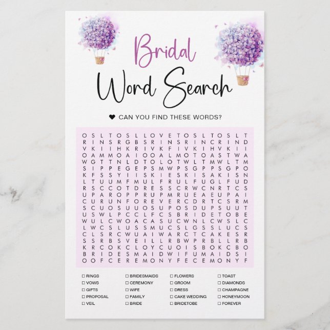 Blume für Wasserfarben | Word Search Game (Vorderseite)