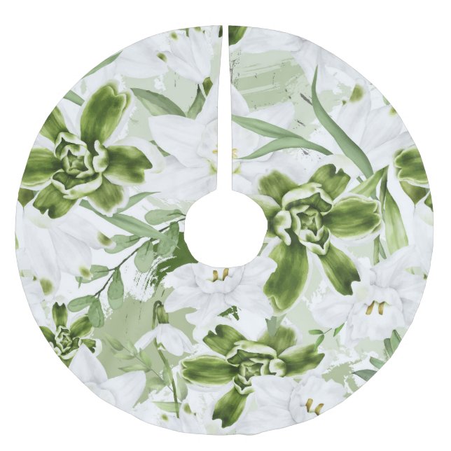 Blume für Weißwasser 2 Polyester Weihnachtsbaumdecke (Vorderseite)