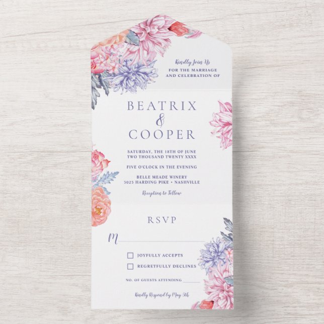 Blume Gartengarten Hochzeit mit Blumen All In One Einladung (Innen Boden)