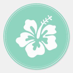 Blume-Gastgeschenk Hochzeit für tropische Minze un Runder Aufkleber