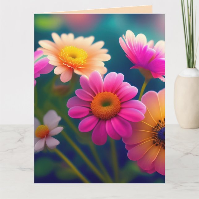 BLUME GEBURTSTAG FARBIGE GREETINGKARTE DANKESKARTE (Vorderseite)