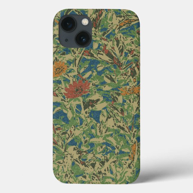 Blume gegen das Muster der Blättertarnung Case-Mate iPhone Hülle (Rückseite)
