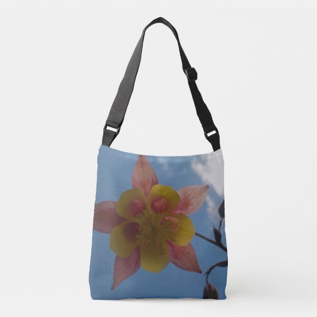 Blume gegen Sky Crossbody Bag Tragetaschen Mit Langen Trägern (Vorderseite)
