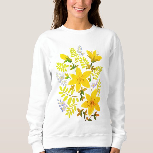 Blume, gelb im Blumenmuster Sweatshirt (Vorderseite)