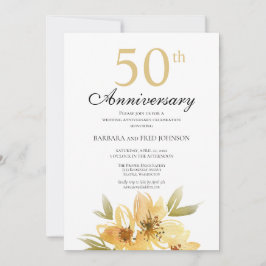 Blume Gelb und Kupfer 50-jähriges Party Einladung