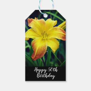 Blume Gelb und Orange Taglilie 50. Geburtstag Geschenkanhänger