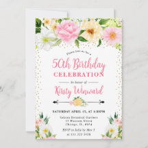 Blume Gelb und Rosa Aquarellfarben 50. Geburtstag