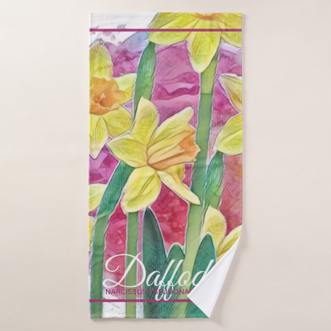 Blume Gelb und rosa, gelb Badehandtuch (Badehandtuch)