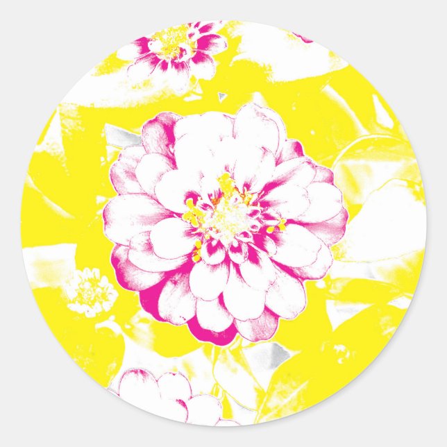 Blume Gelb und Rosa Sommer Dahlia Runder Aufkleber (Vorderseite)