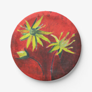 Blume Gelbe Blumenkunst, kundenspezifisch Papier T Pappteller