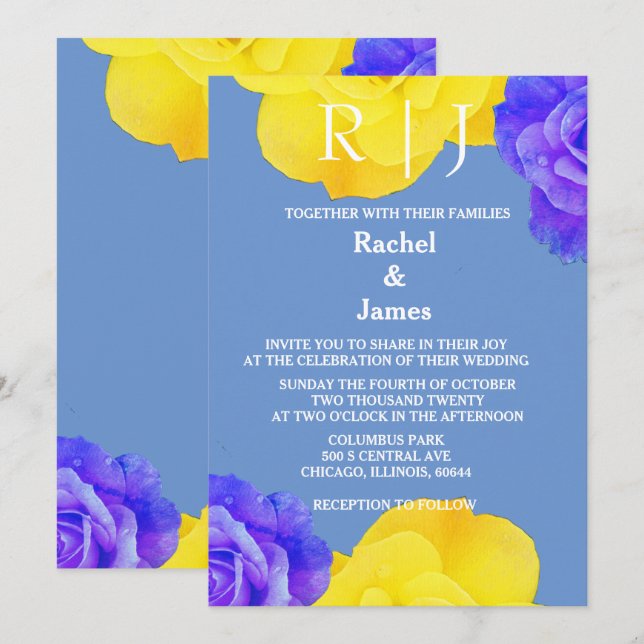 Blume Gelbe Blütenblütenblüte Hochzeit Einladung (Vorne/Hinten)