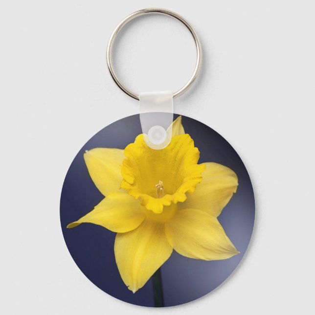 Blume Gelbe Narzisse Aquarellfarbe Schlüsselanhänger (Vorderseite)
