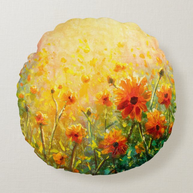 Blume Gemälde Gemälde Gemälde Gemälde Gemälde Rundes Kissen (Vorderseite)