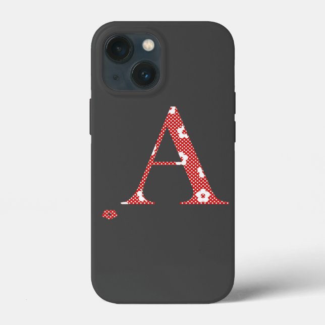 Blume Gemustert Letter A (rot & dots) Case Mate i (Rückseite)