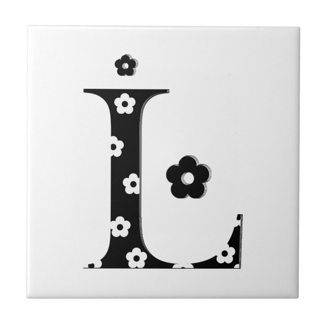 Blume Gemustert Letter J Fliese (Vorderseite)