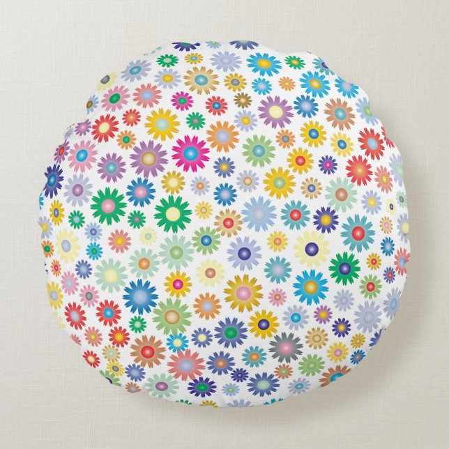 Blume Gemustert Pouf Kissen (Vorderseite)