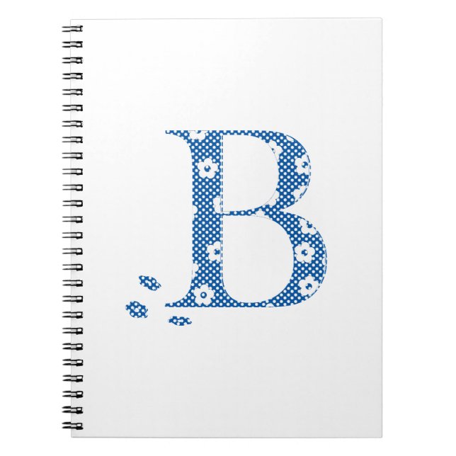 Blume Gemusterter Buchstabe B (blau & dots) Notizblock (Vorderseite)