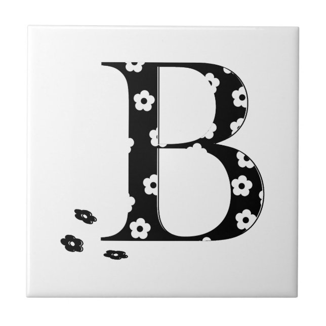 Blume Gemusterter Buchstabe B Fliese (Vorderseite)