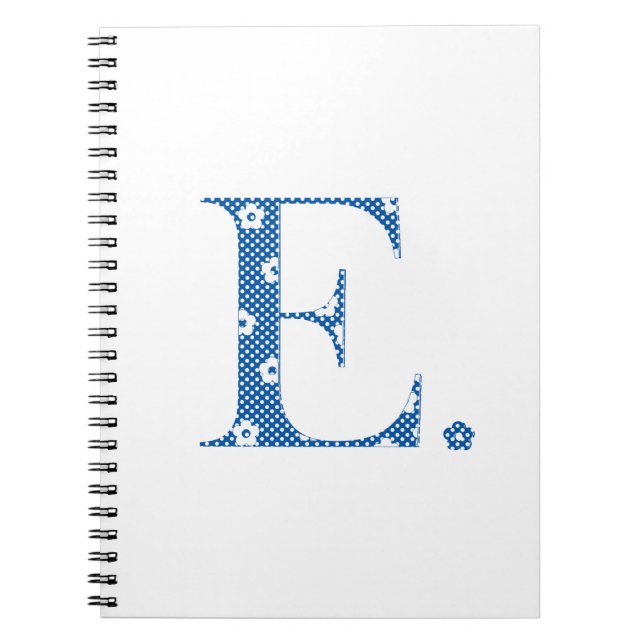 Blume Gemusterter Buchstabe E (blau & dots) Notizblock (Vorderseite)