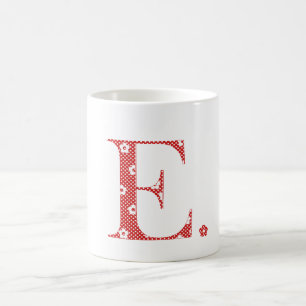 Blume Gemusterter Buchstabe E rot & Punkte) Kaffeetasse