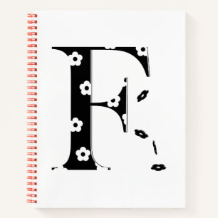 Blume Gemusterter Buchstabe F Notizbuch
