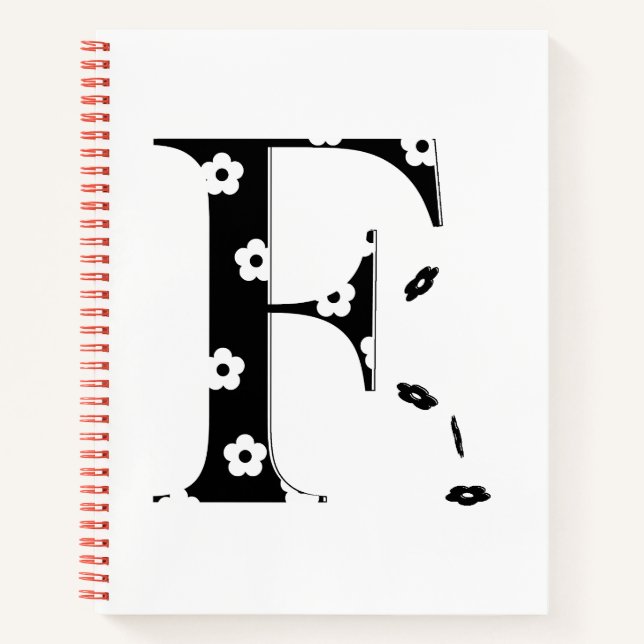Blume Gemusterter Buchstabe F Notizbuch (Vorderseite)