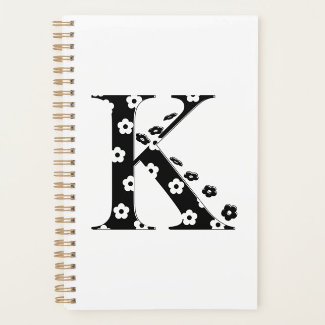 Blume Gemusterter Buchstabe K Planer (Vorderseite)