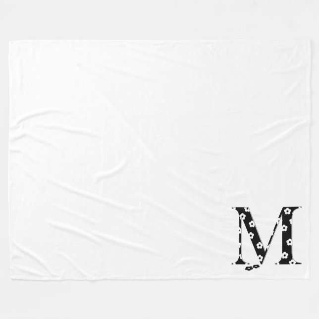 Blume Gemusterter Buchstabe M Fleecedecke (Vorderseite (Horizontal))