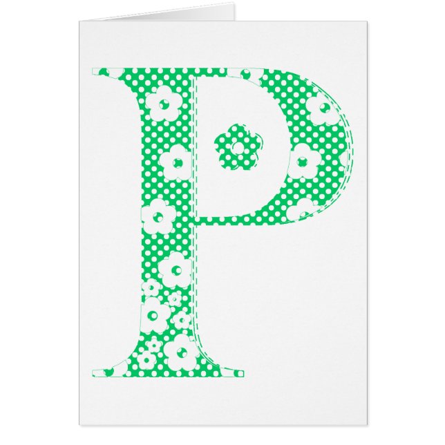 Blume Gemusterter Buchstabe P (grün & Punkte) (Vorne)