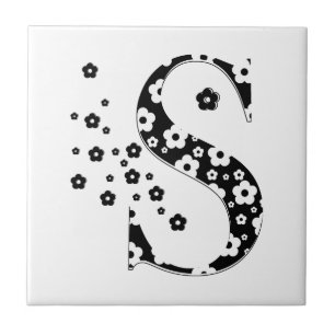 Blume Gemusterter Buchstabe S Fliese