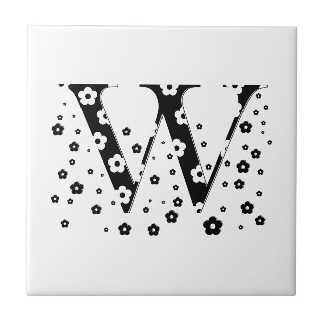 Blume Gemusterter Buchstabe W Fliese (Vorderseite)