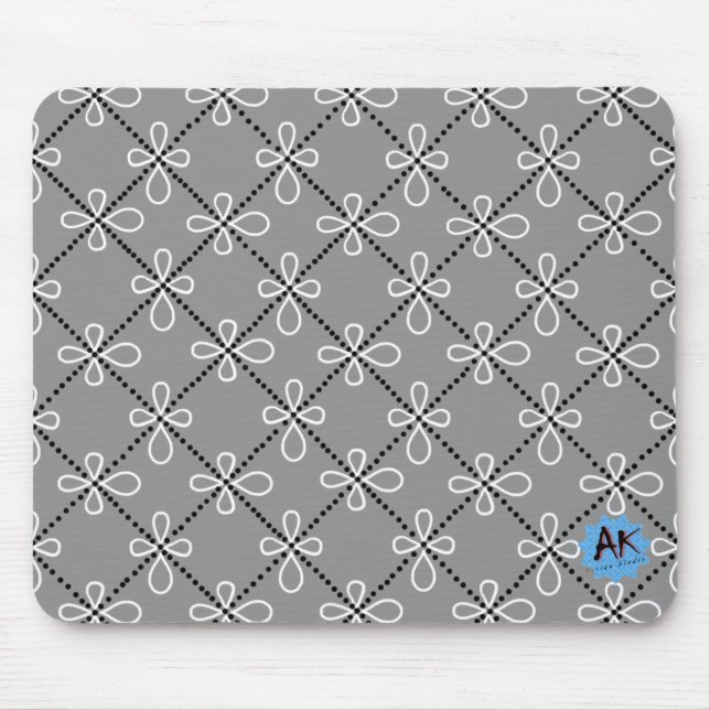 Blume gepunktetes Grid-Muster Mousepad (Vorne)