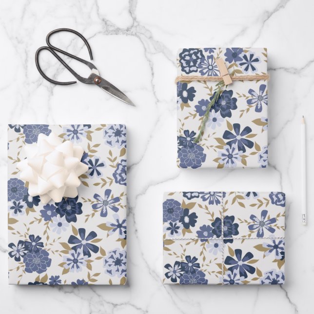 Blume Geschenk für Blaue Weintrauben Geschenkpapier Set (Vorderseite)