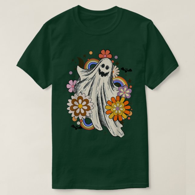 Blume Ghost Halloween, Spooky Halloween Mama, Nied T-Shirt (Design vorne)