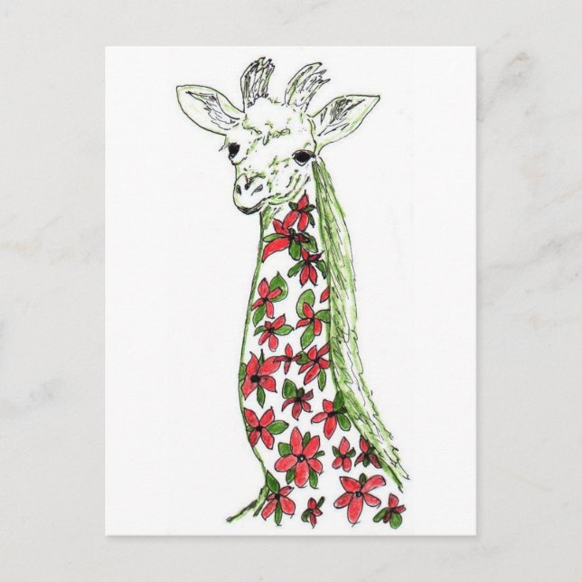 Blume Giraffe Art Postkarte (Vorderseite)